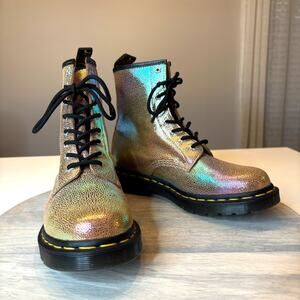 Dr Martens 1460 Iridescent Leather Combat Boots Women's US Size 8 EU 39 Docs